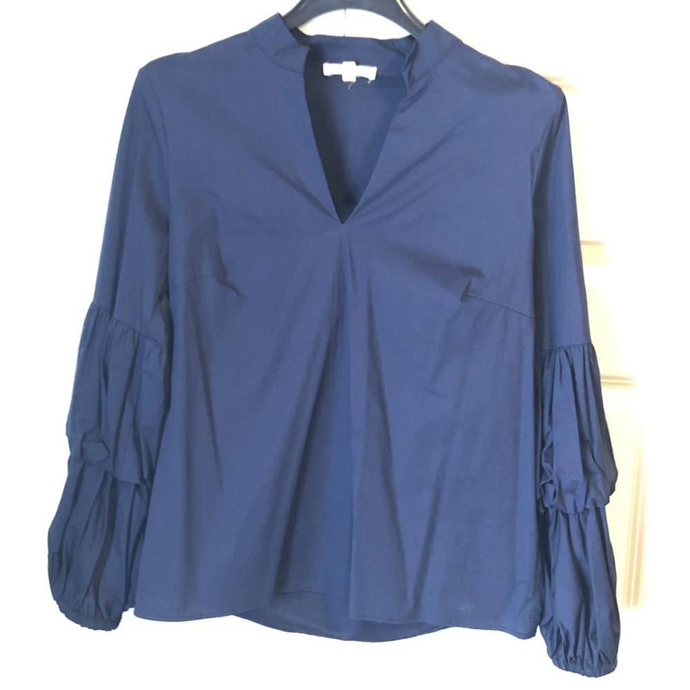 Jane and Delancey COTTON V-NECK TOP SHIRT NAVY S